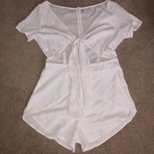 White Playsuit with cutout and tie